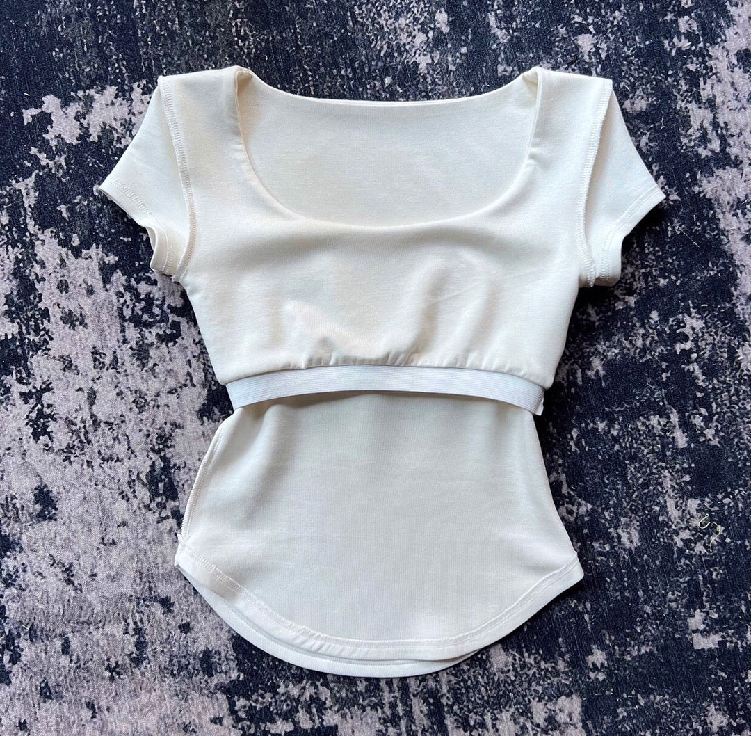 Crew Neck Slim Tee with Pads