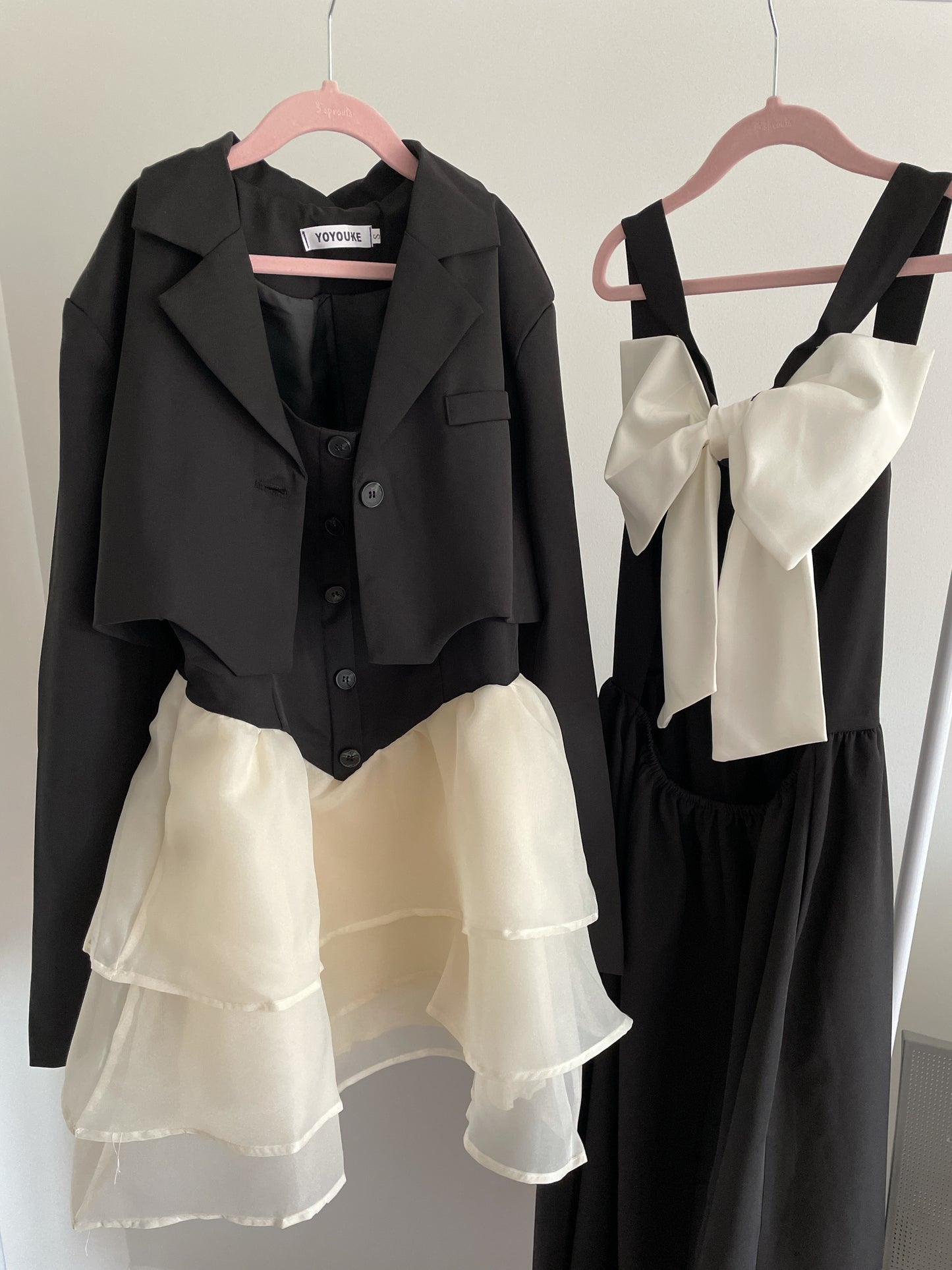 Layered Bubble Dress Cropped Blazer Set