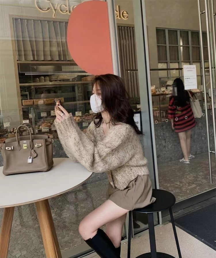 Lantern Sleeves Knit Cardigan