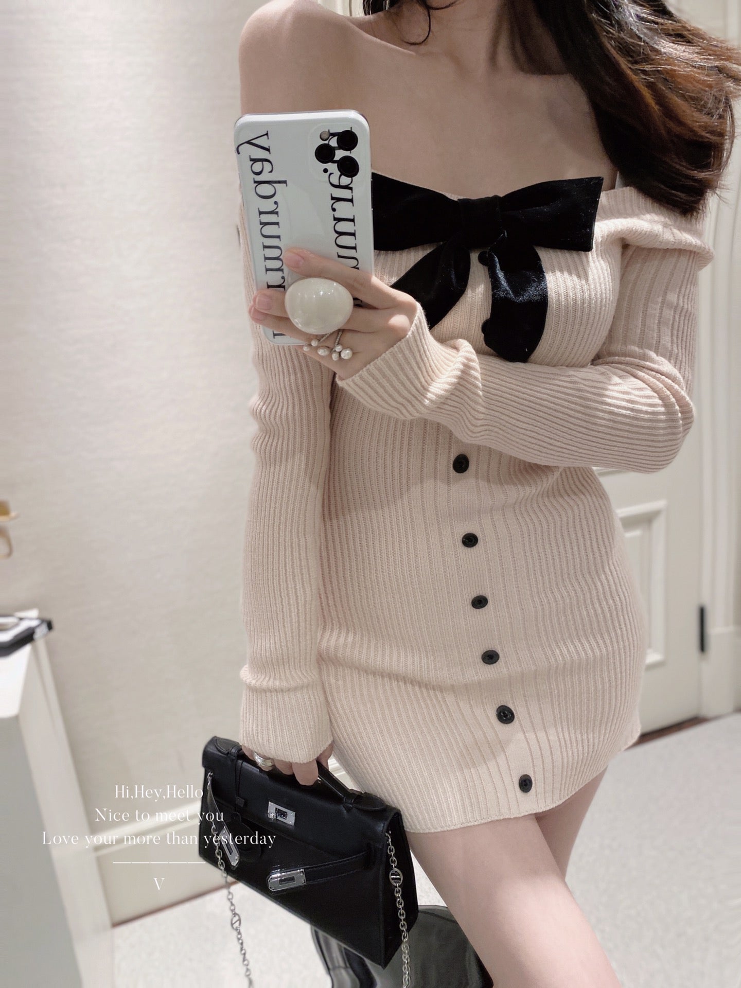 Ribbon Off Shoulder Dress
