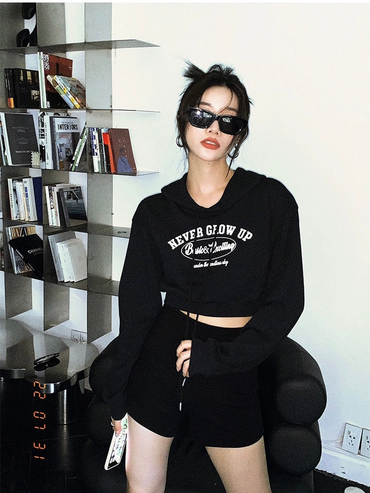 American Style Cropped Hoodie