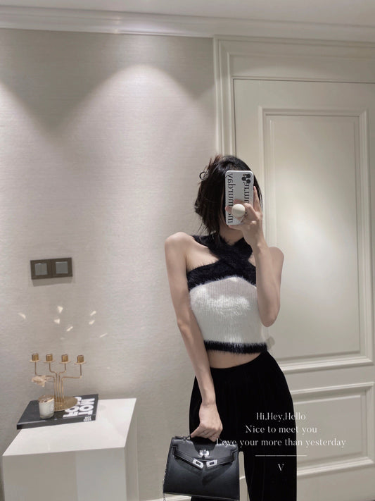Faux Mink Crossed Top