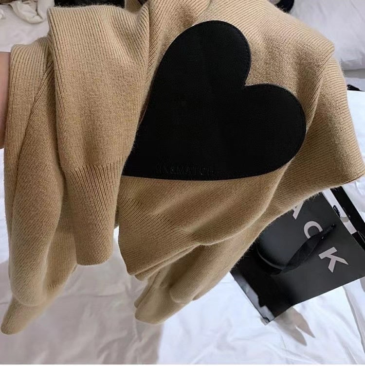 Leather Heart Knit Cardigan