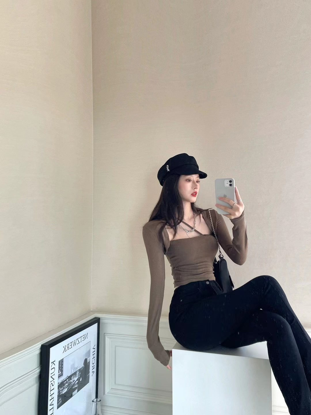 Square Neck Ribbed Cotton Top