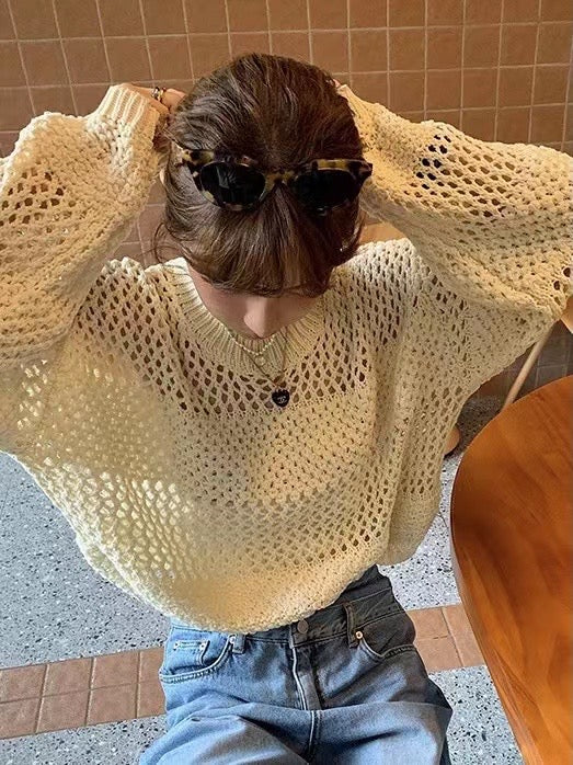 Hollow knit sweater