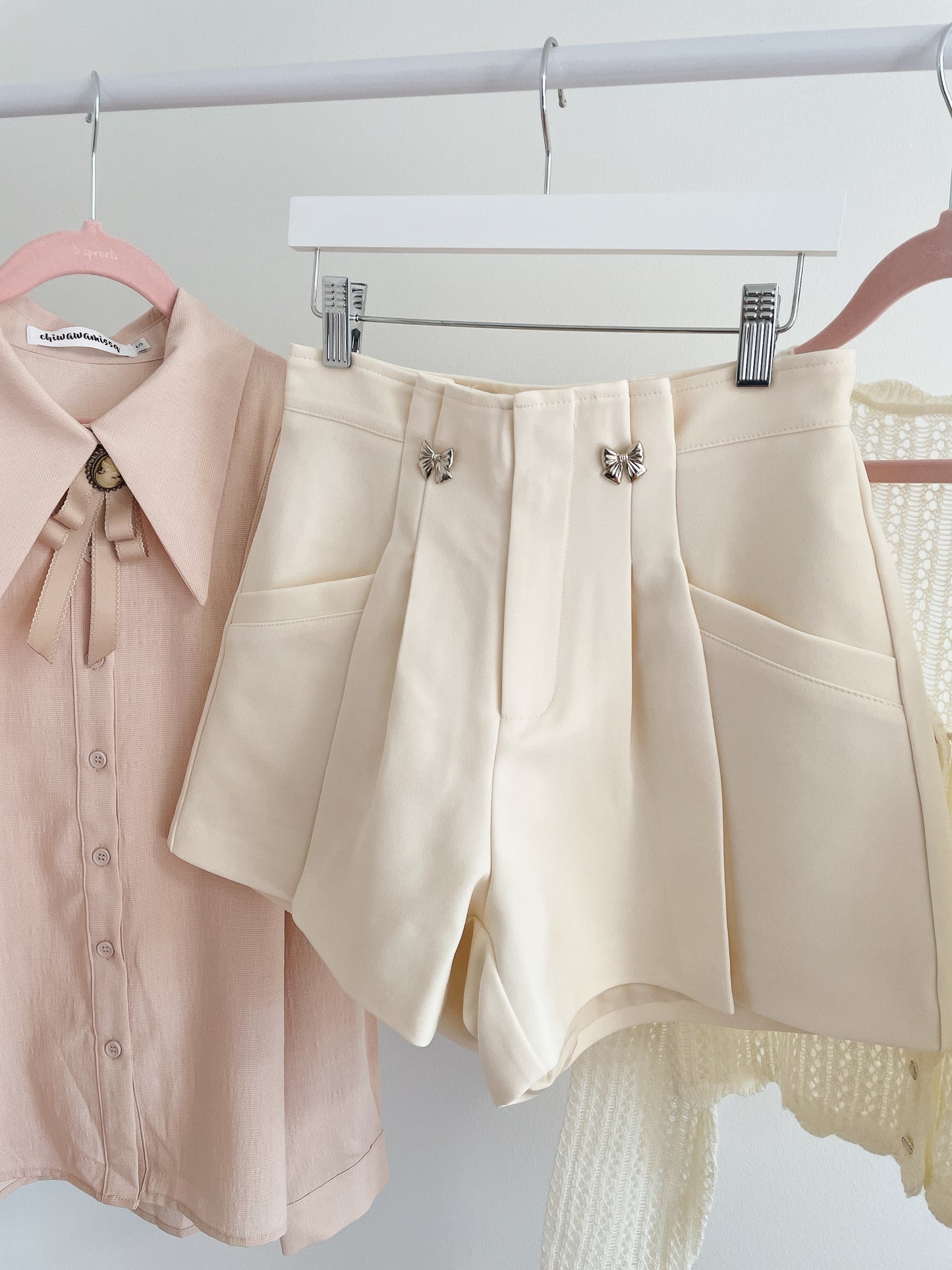 Sliver Ribbon High Waist Shorts