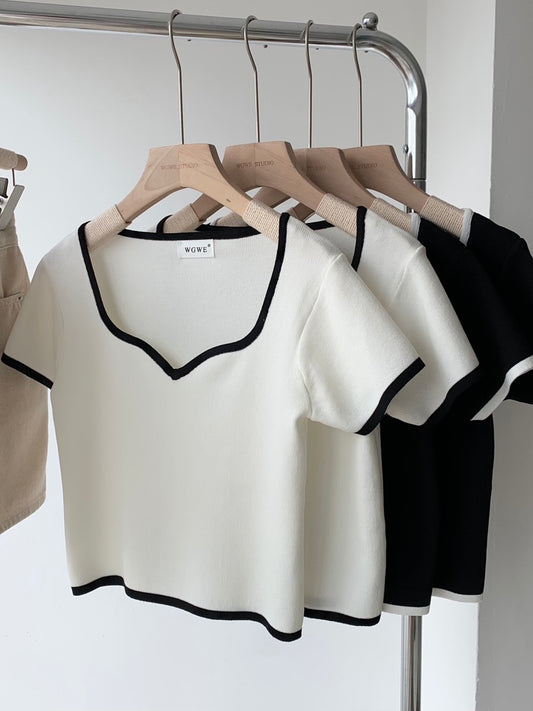 V-Neck Ribbed Top