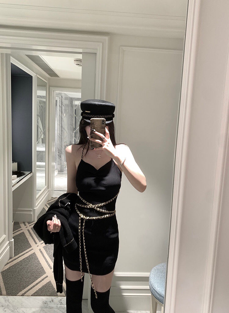Gold Chains Halter Neck Dress