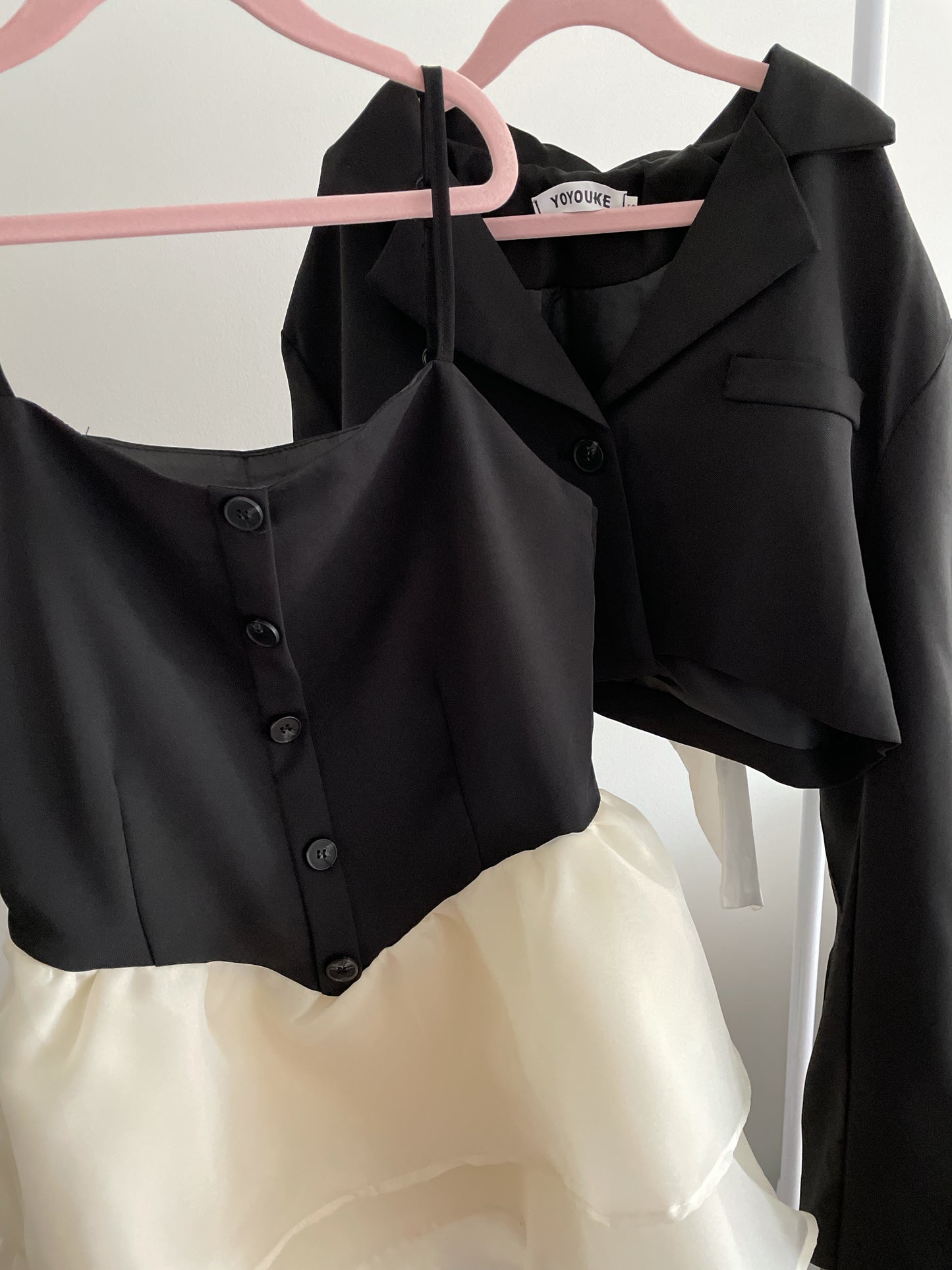 Layered Bubble Dress Cropped Blazer Set