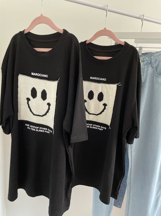 Square Smile Face Oversized Tee