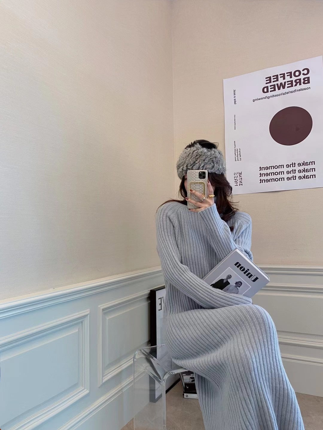 Turtleneck Ribbed Sweater Dress