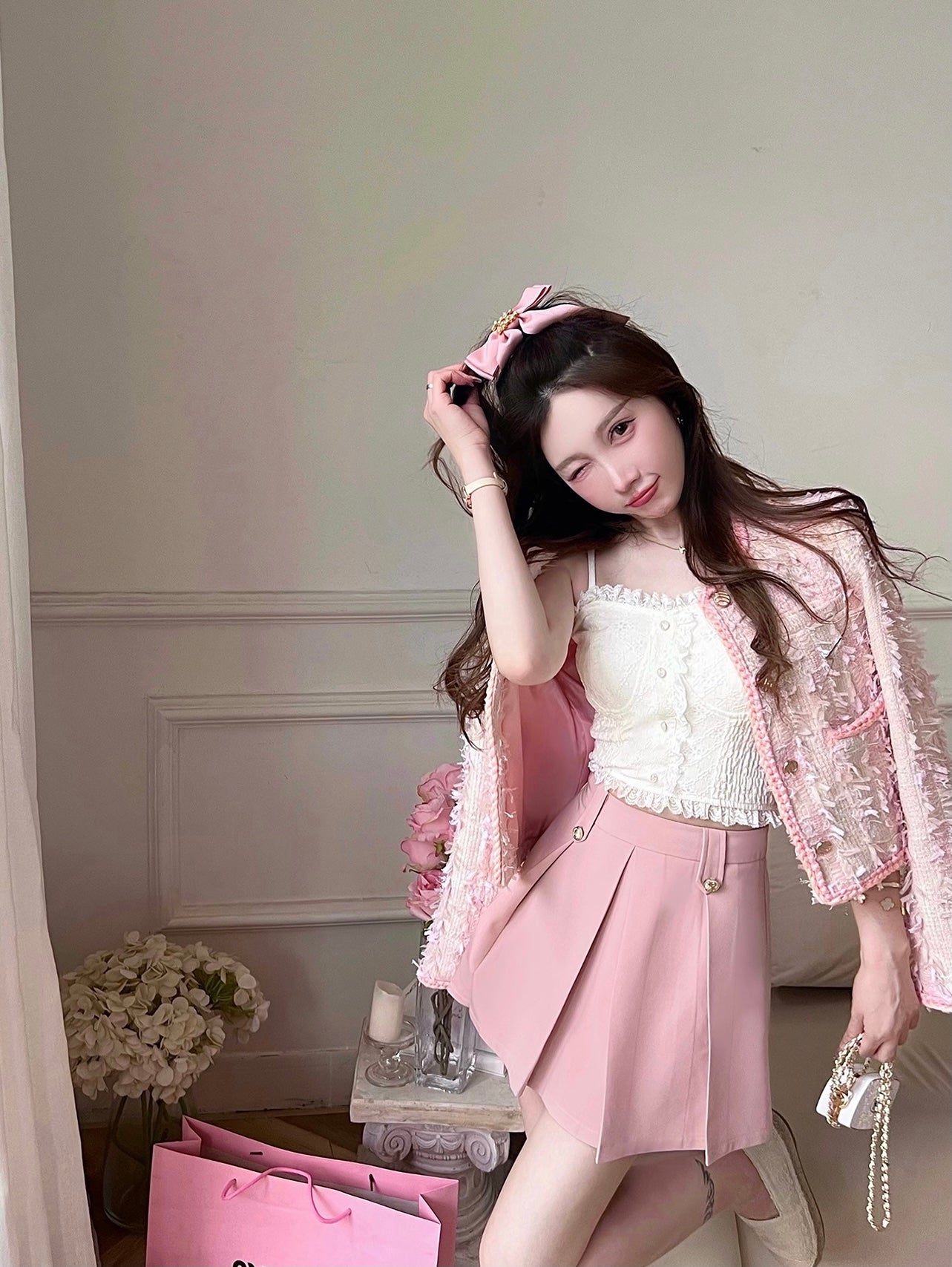 Lace Back Smocking Camisole