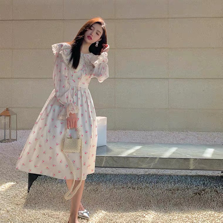 Floral Flounce Collar Dress