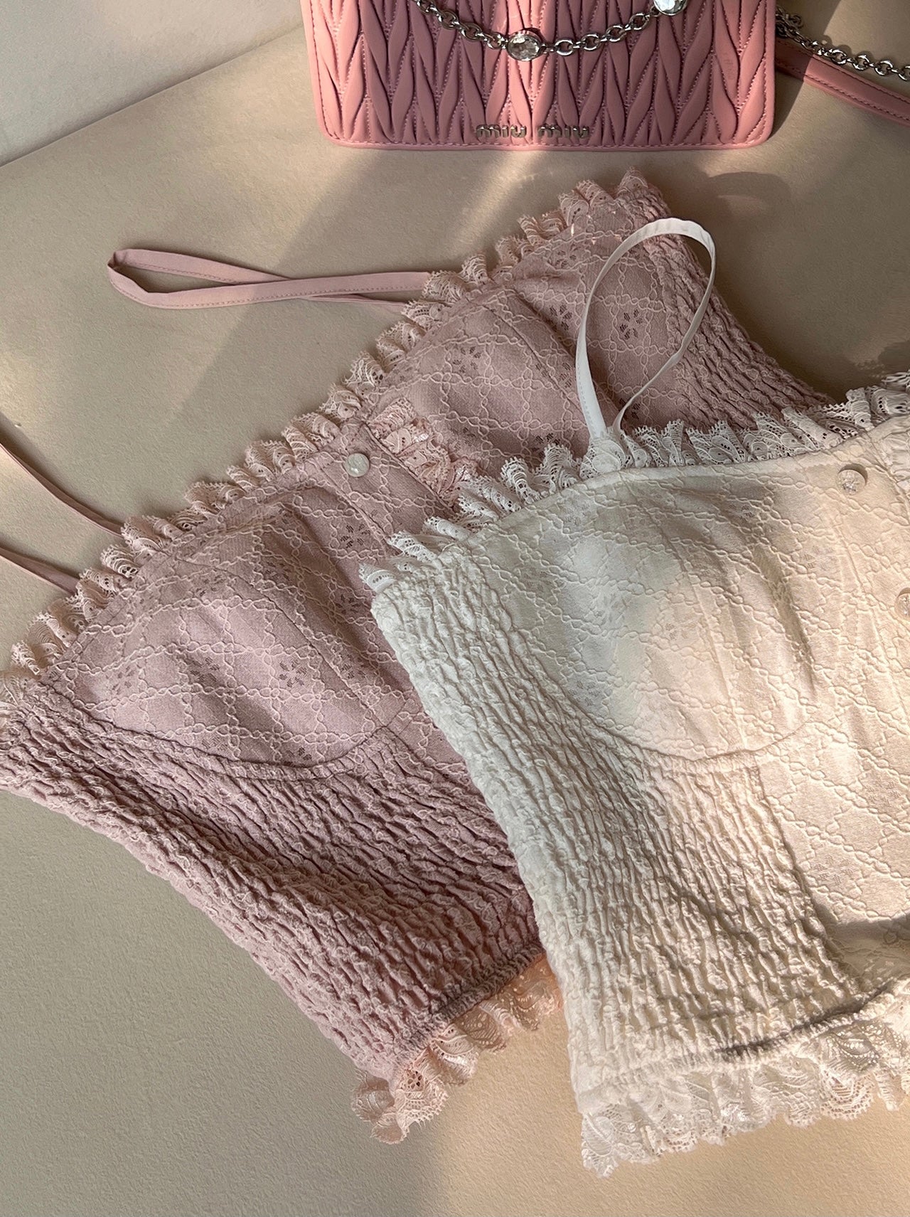 Lace Back Smocking Camisole