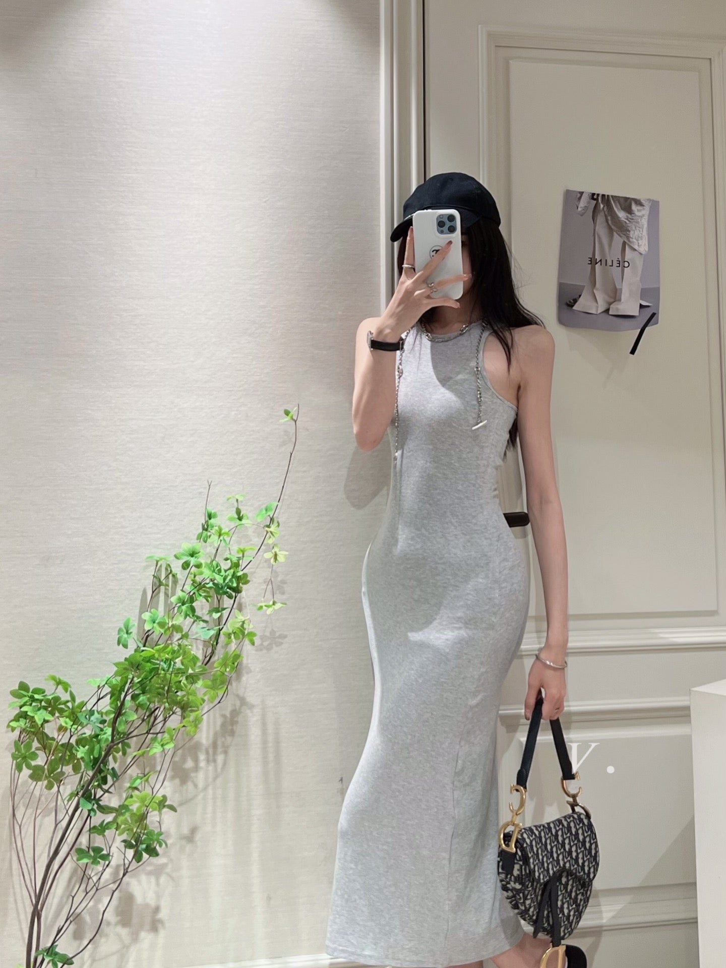 Hollow Out Back Cotton Dress