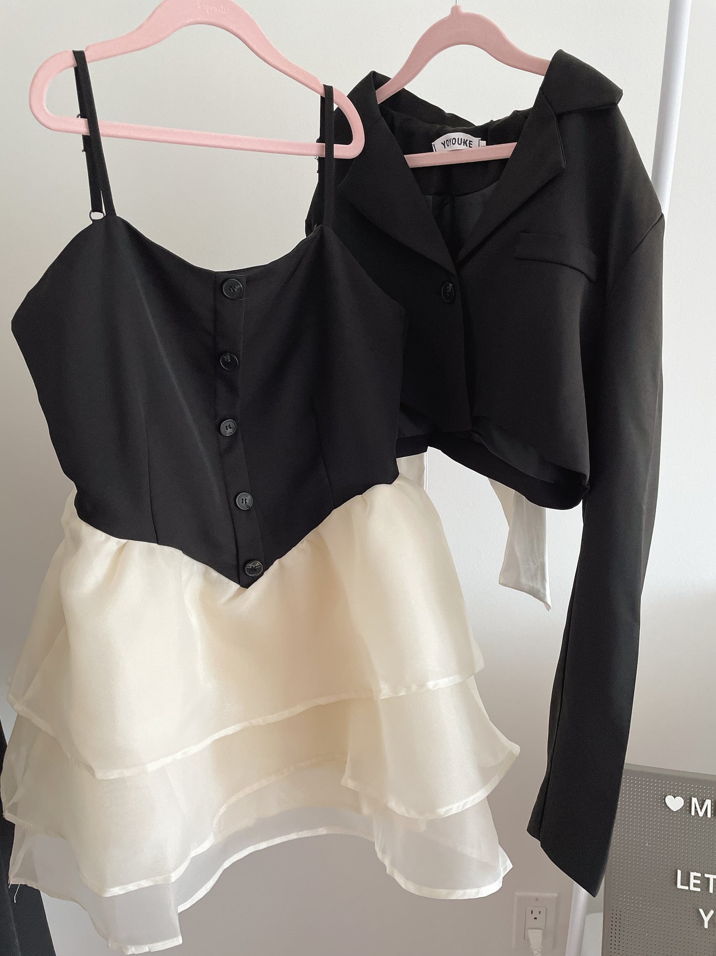 Layered Bubble Dress Cropped Blazer Set
