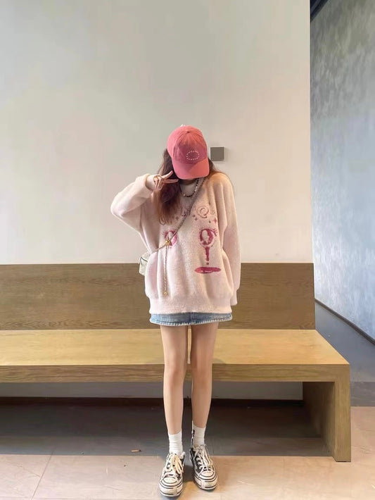 Faux Mink Comic Girl Sweater
