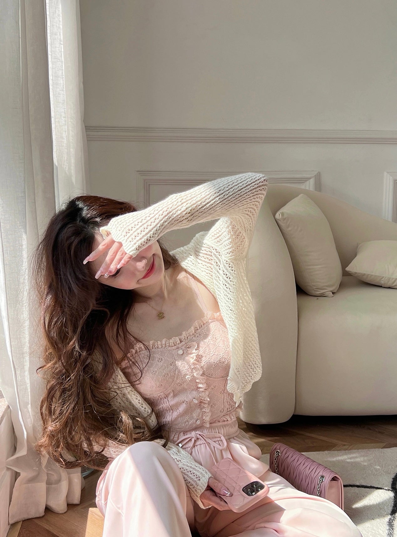 Lace Back Smocking Camisole