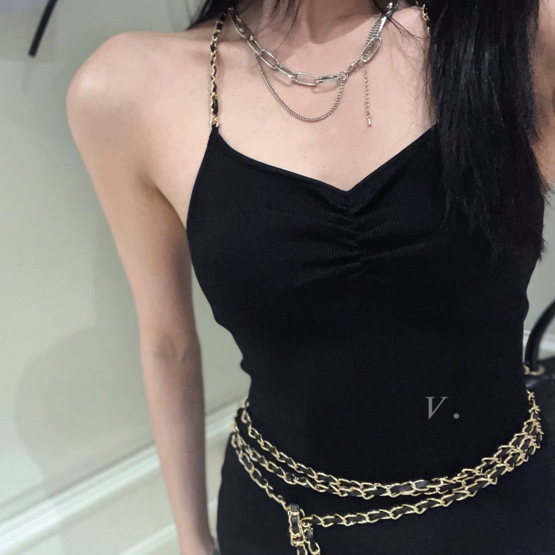 Gold Chains Halter Neck Dress