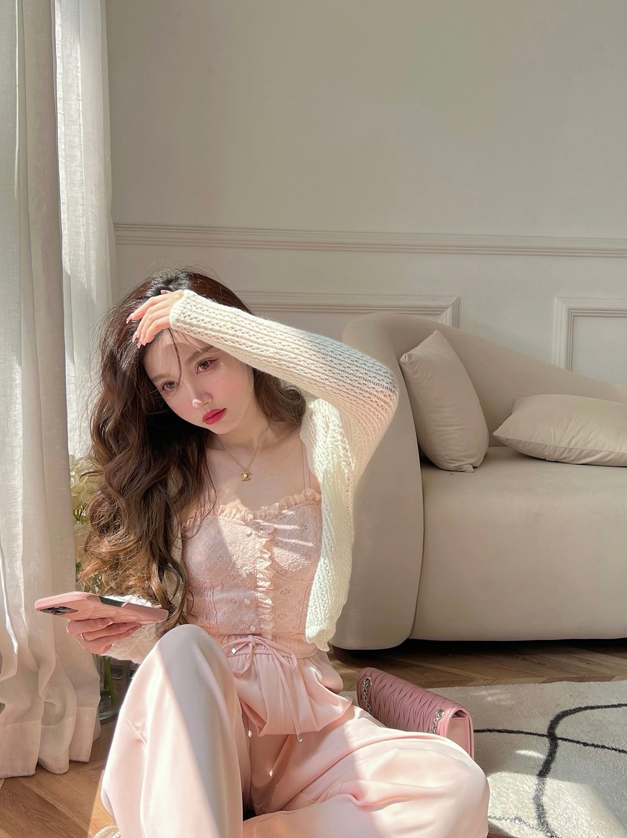 Lace Back Smocking Camisole