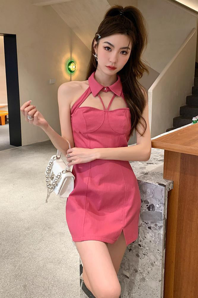 Sexy Collar Halter Neck Dress