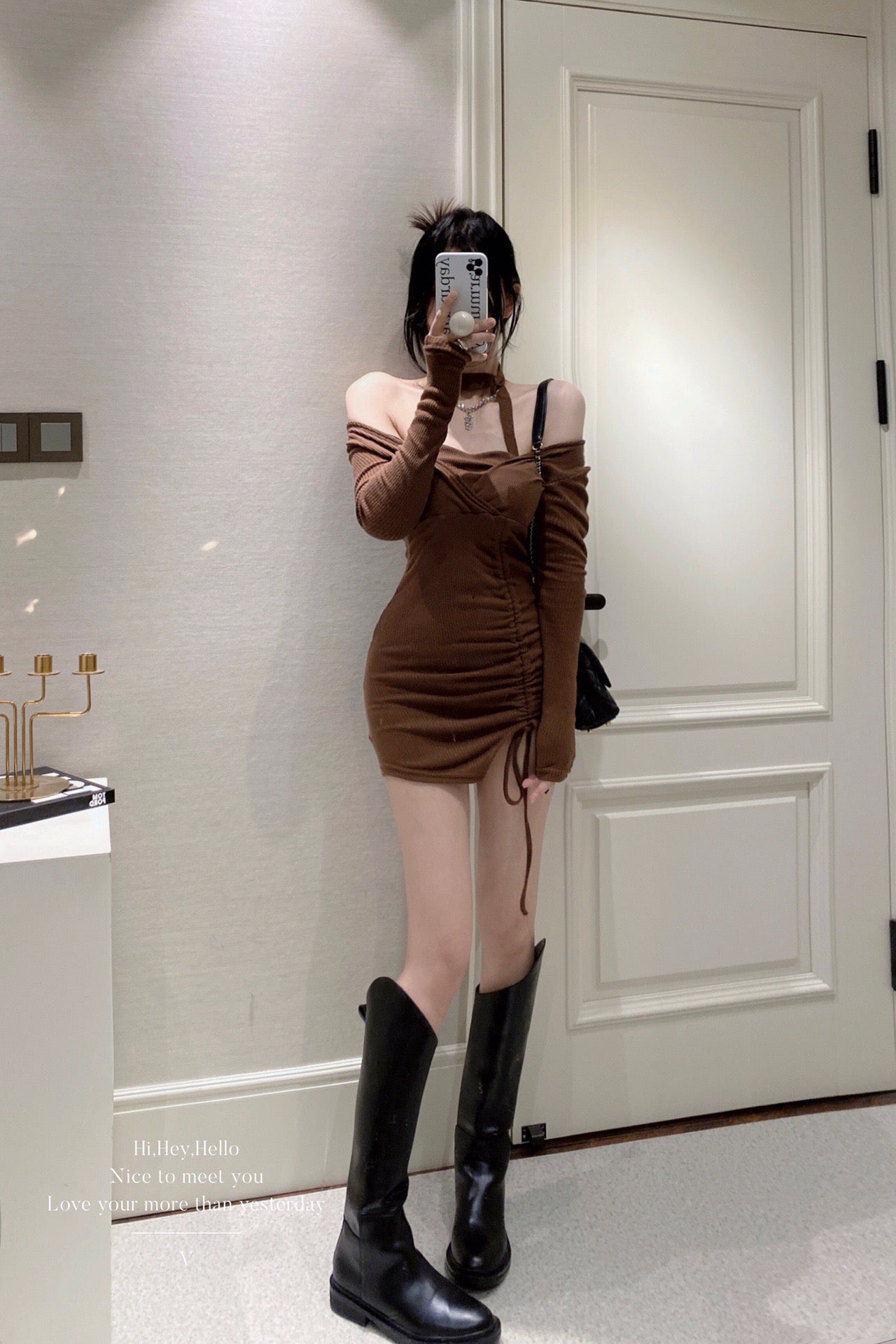 Halter Neck Off Shoulder Dress