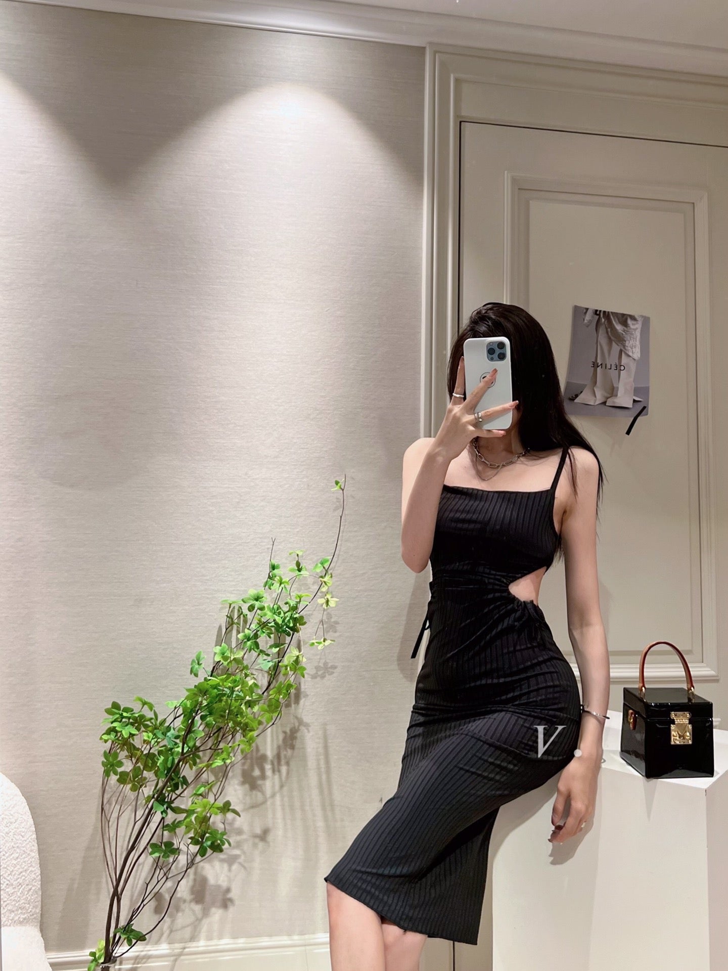 Sexy Hollow Ribbed Midi Dress