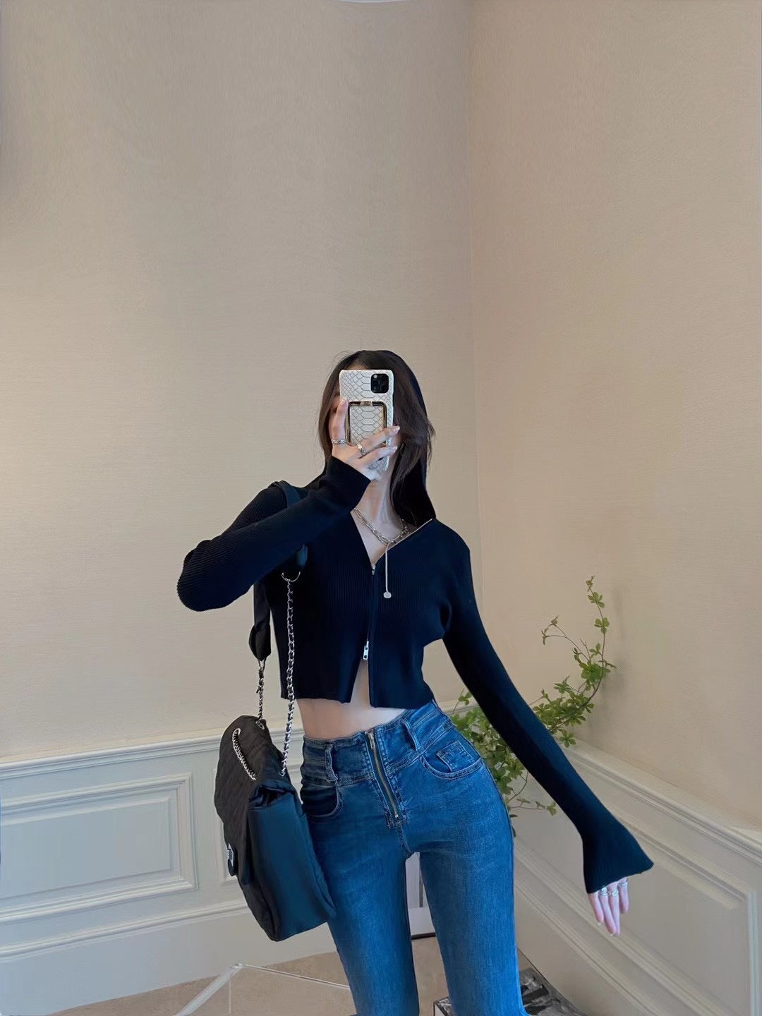 Ribbed Hooded Knit Short Cardigan
