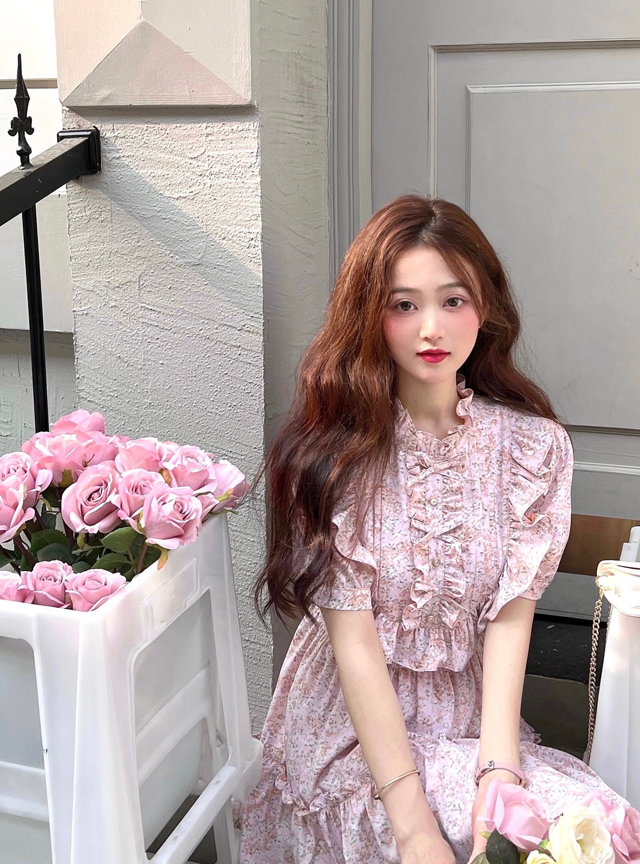 Sakura Ruffle Trim Tiered Dress