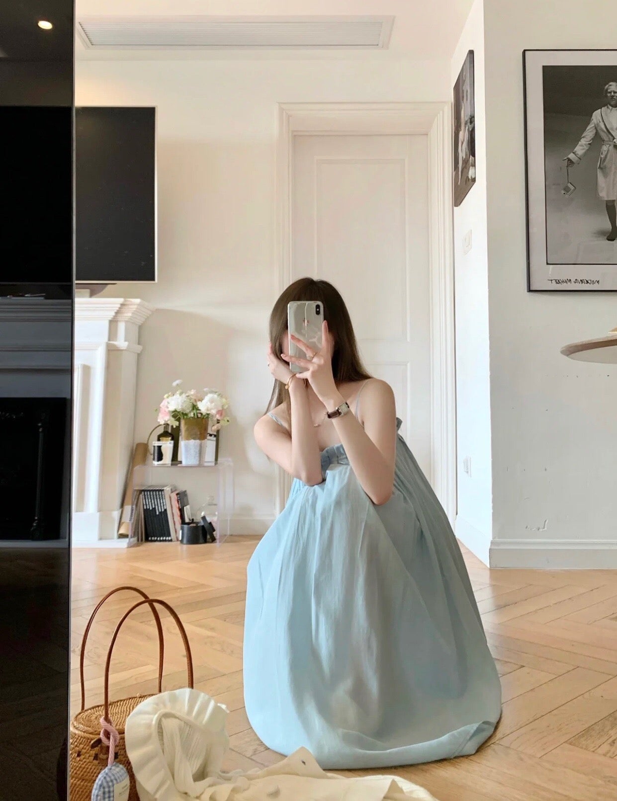 Baby Blue Swing Midi Dress