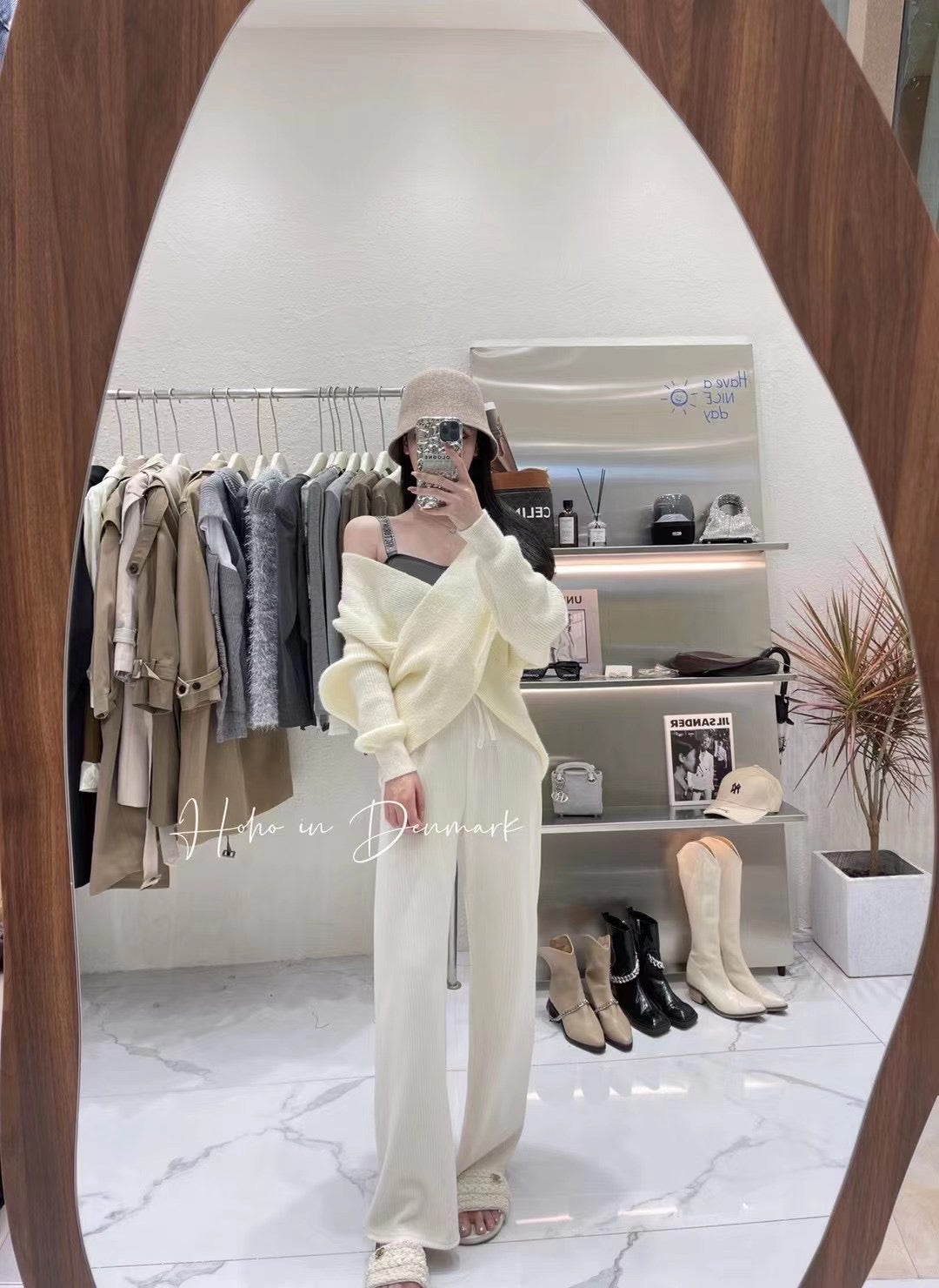 Fleece Lined Ribbed Wide Leg Pants