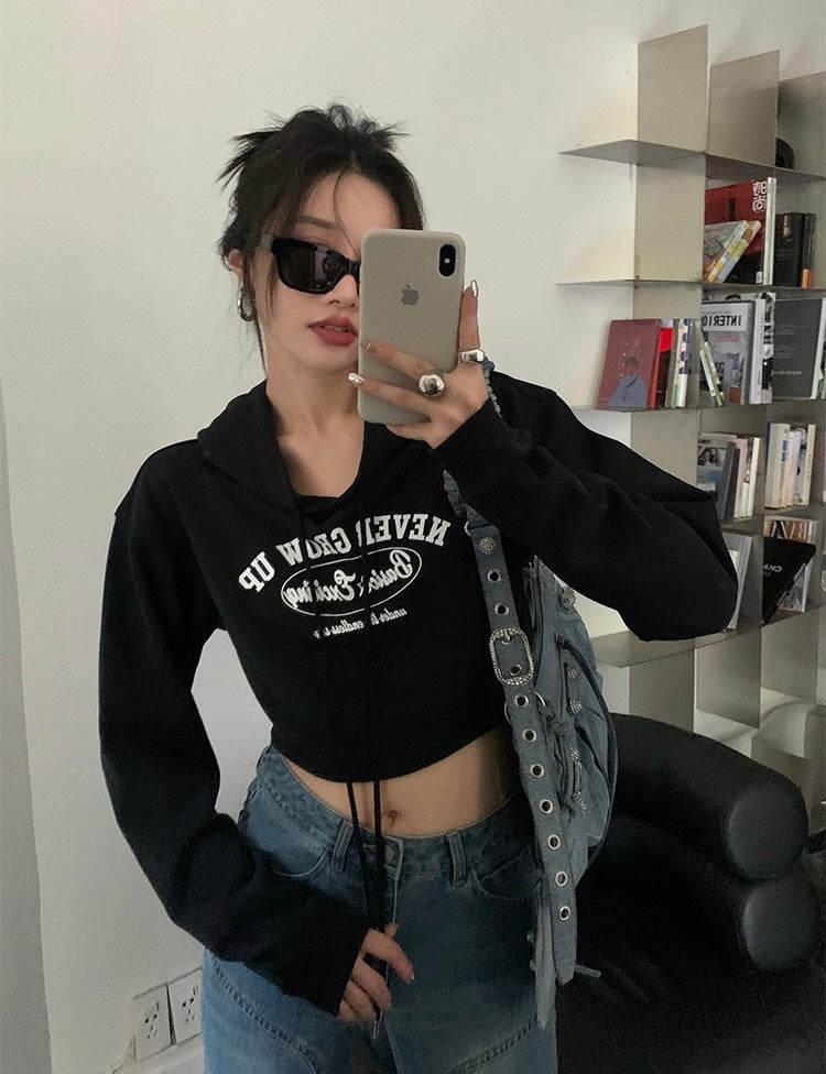 American Style Cropped Hoodie
