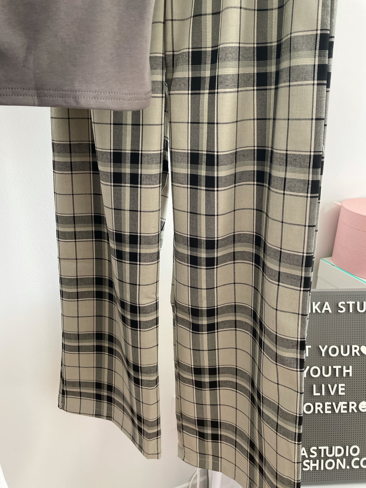 Plaid Cotton Linen Pants