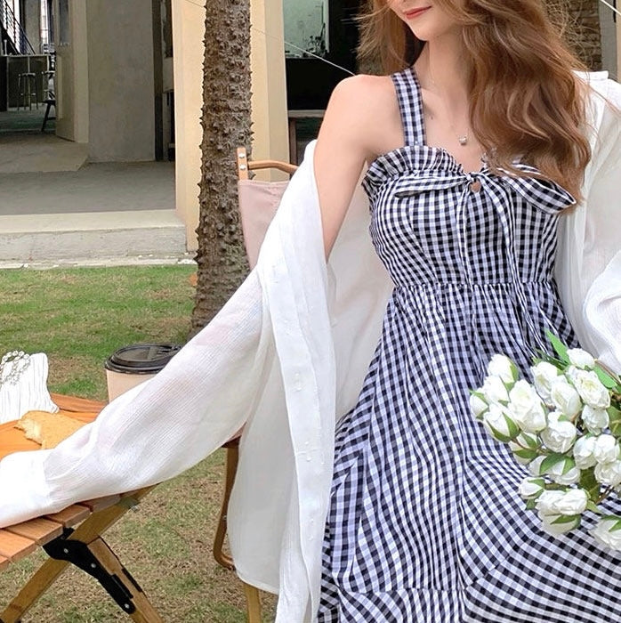 Vintage Plaid Midi Dress