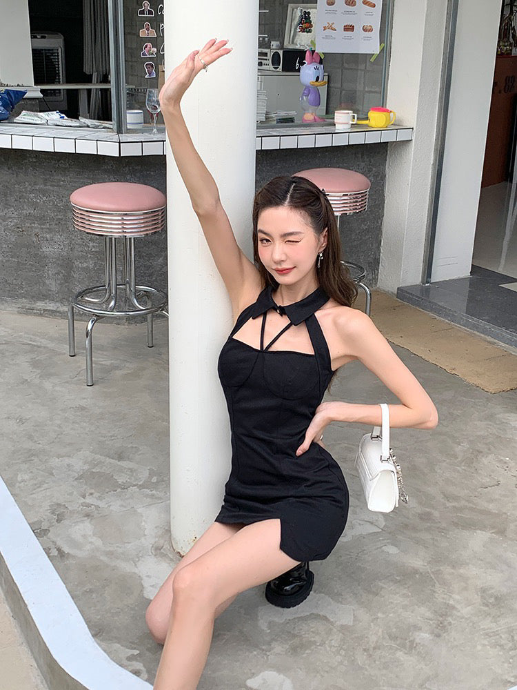Sexy Collar Halter Neck Dress
