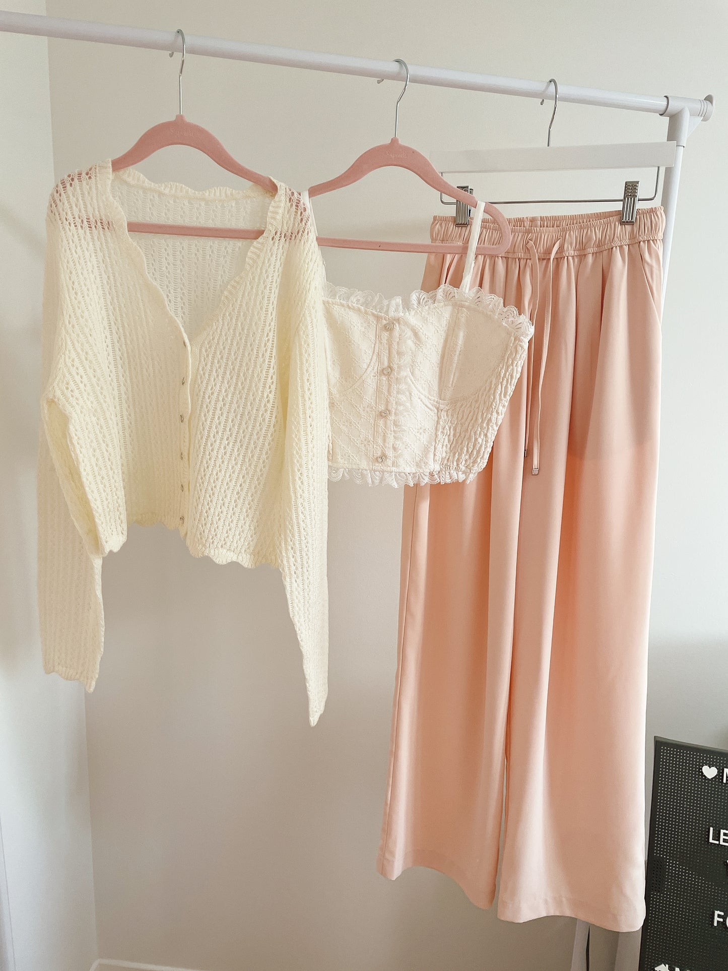 Cream Pointelle Knit Cardigan