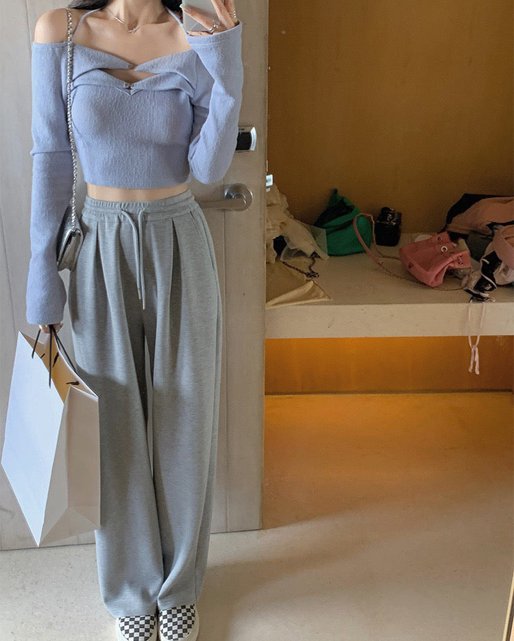 Two Pockets Wide Leg Pants