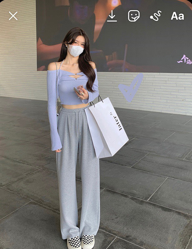 Two Pockets Wide Leg Pants