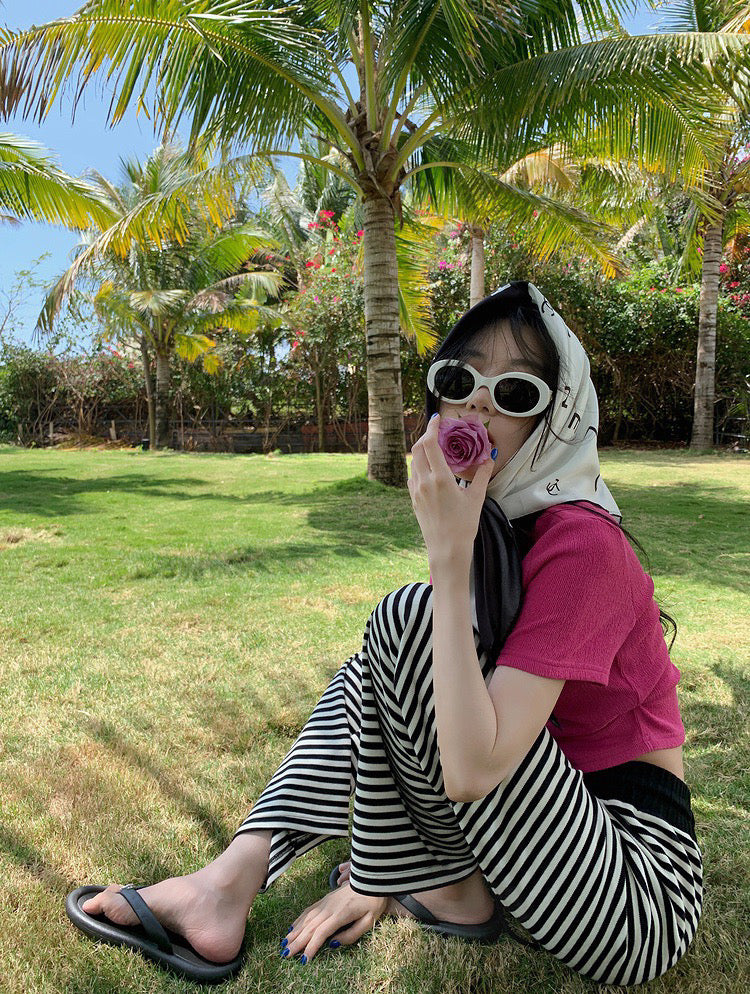 Knit Striped Wide Legs Pants