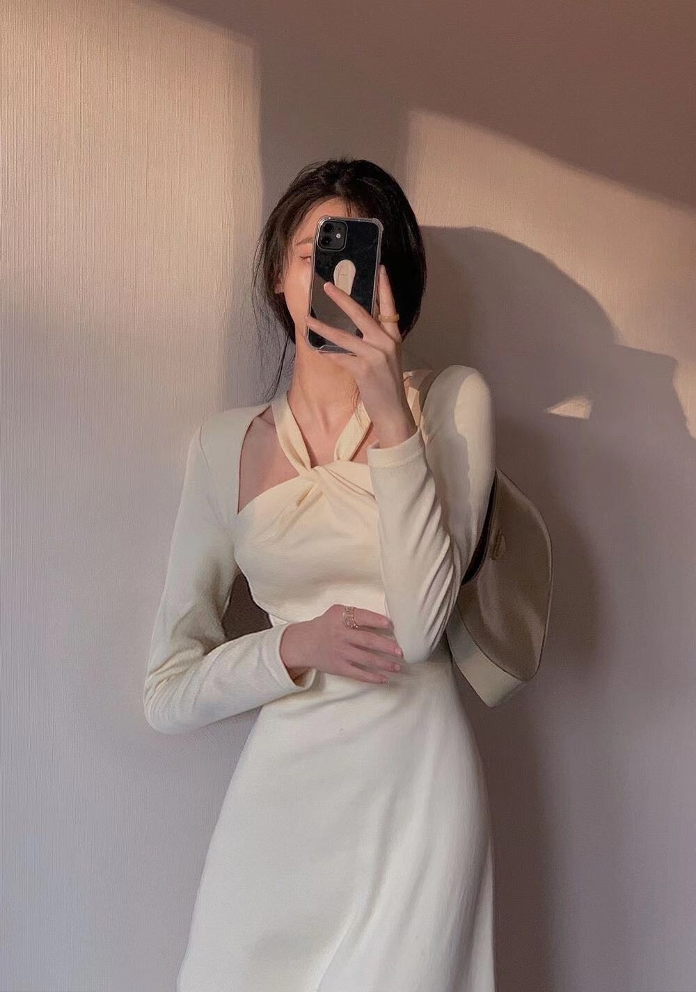 Halter-neck Knit A-line Dress