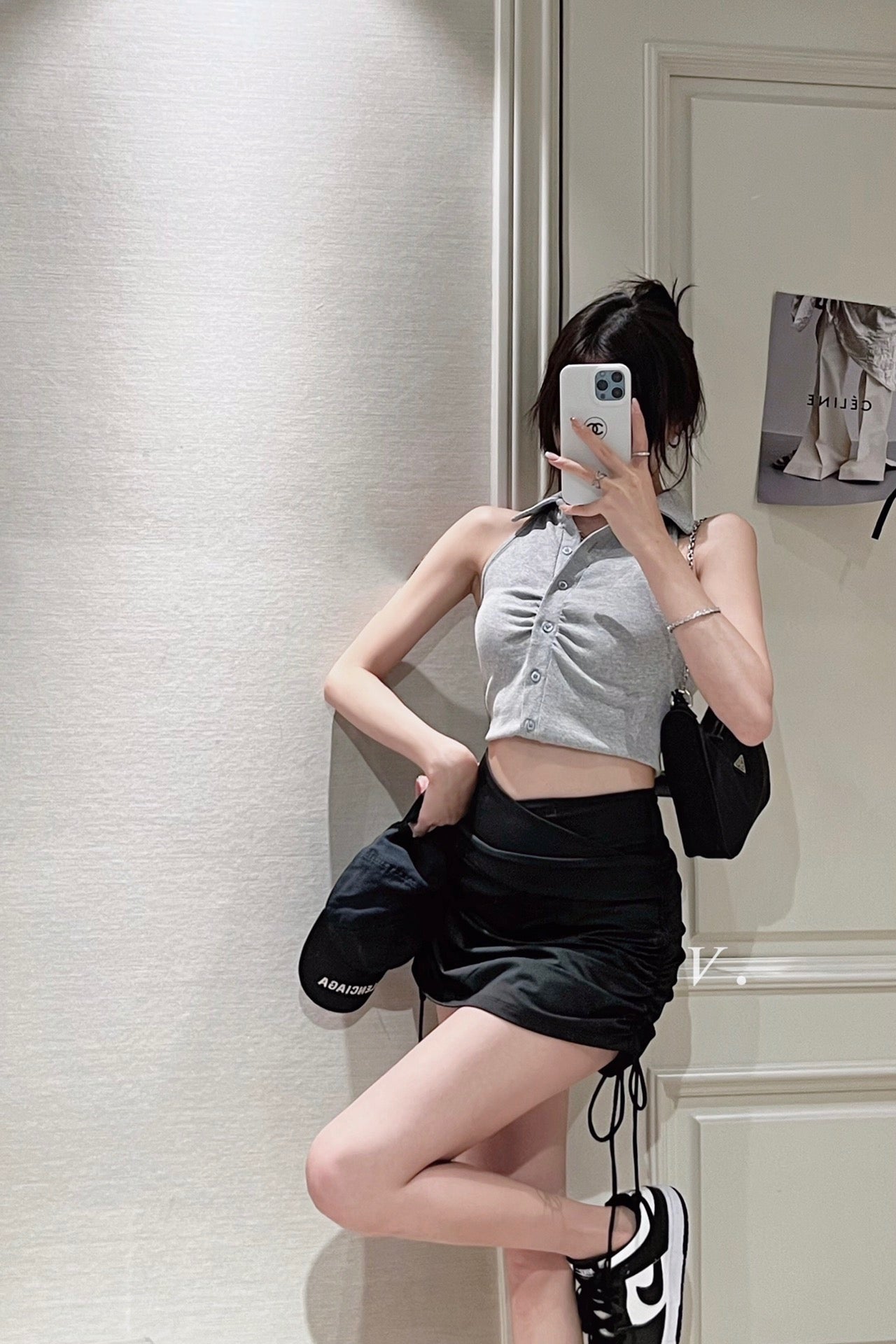 Polo Ribbed Cropped Tank Top