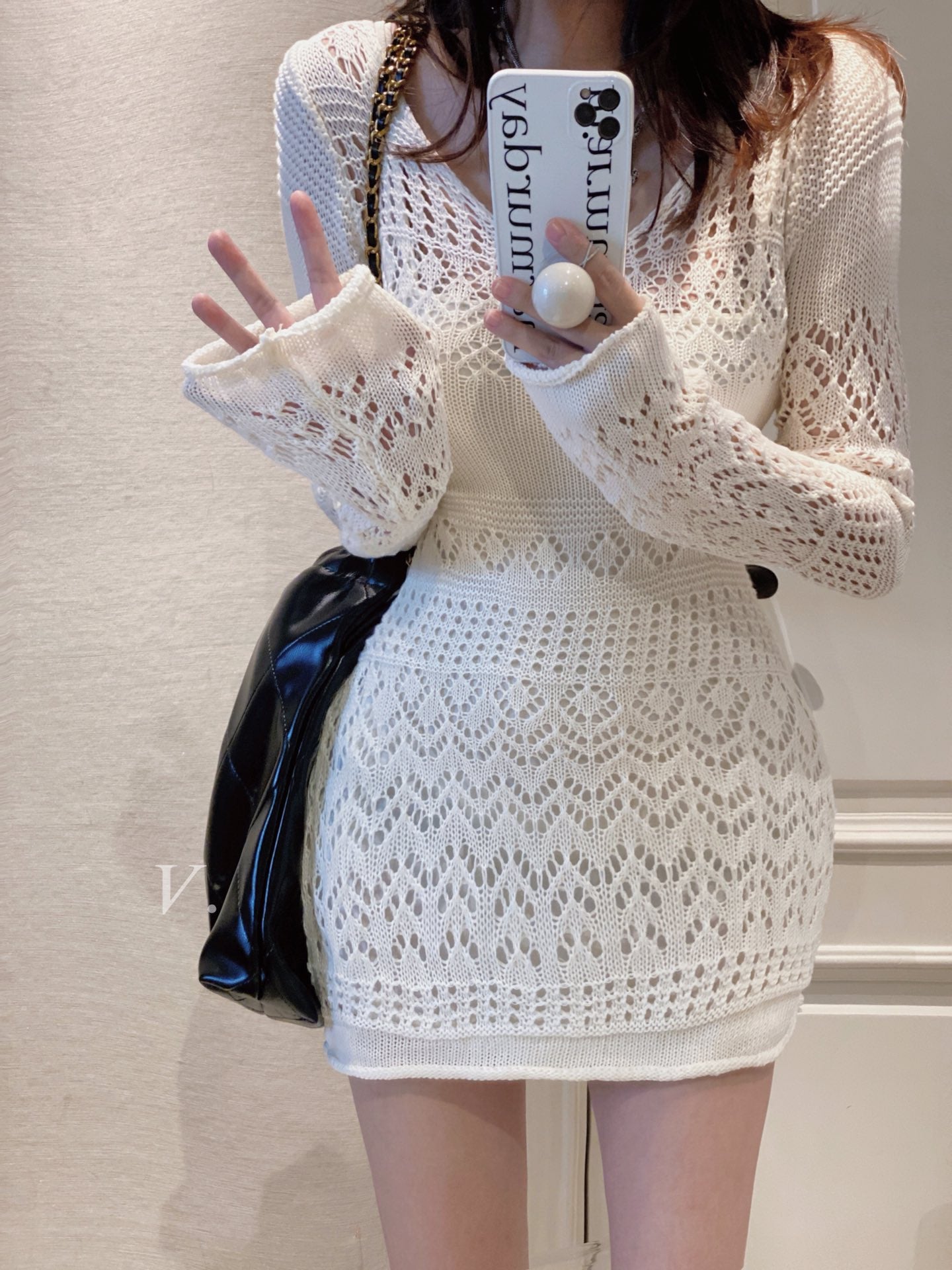 Pointelle Knit Dress
