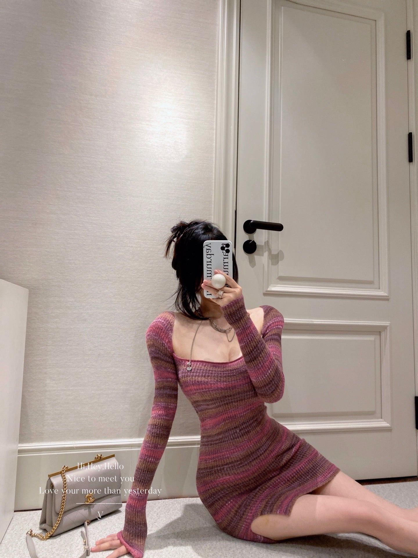 Raspberry Rainbow Knit Bodycon Dress