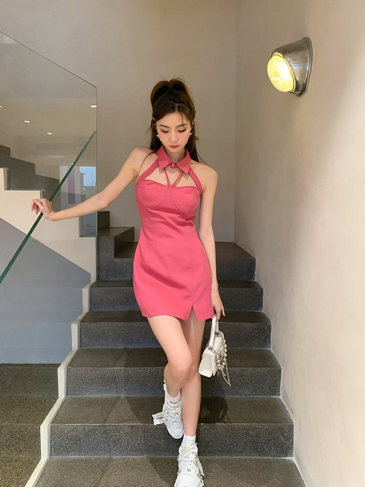 Sexy Collar Halter Neck Dress