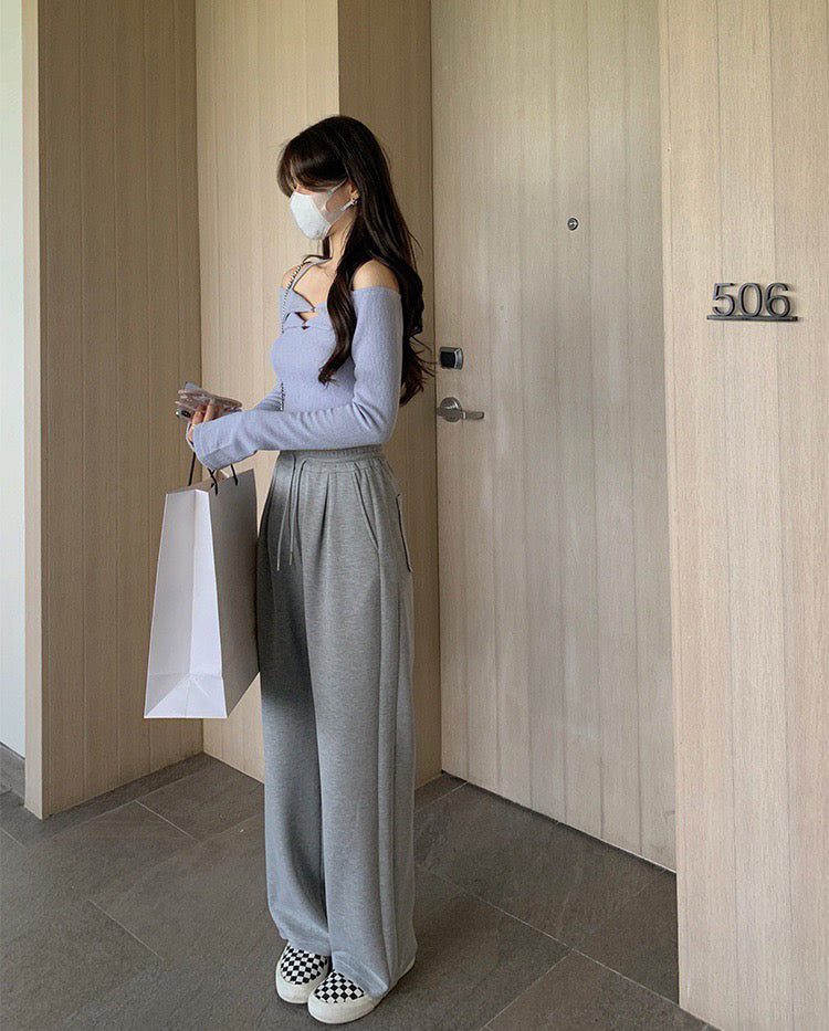 Two Pockets Wide Leg Pants