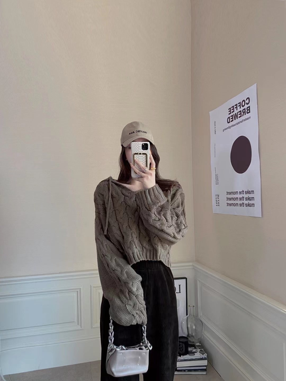 Cable Long Sleeves Short Sweater