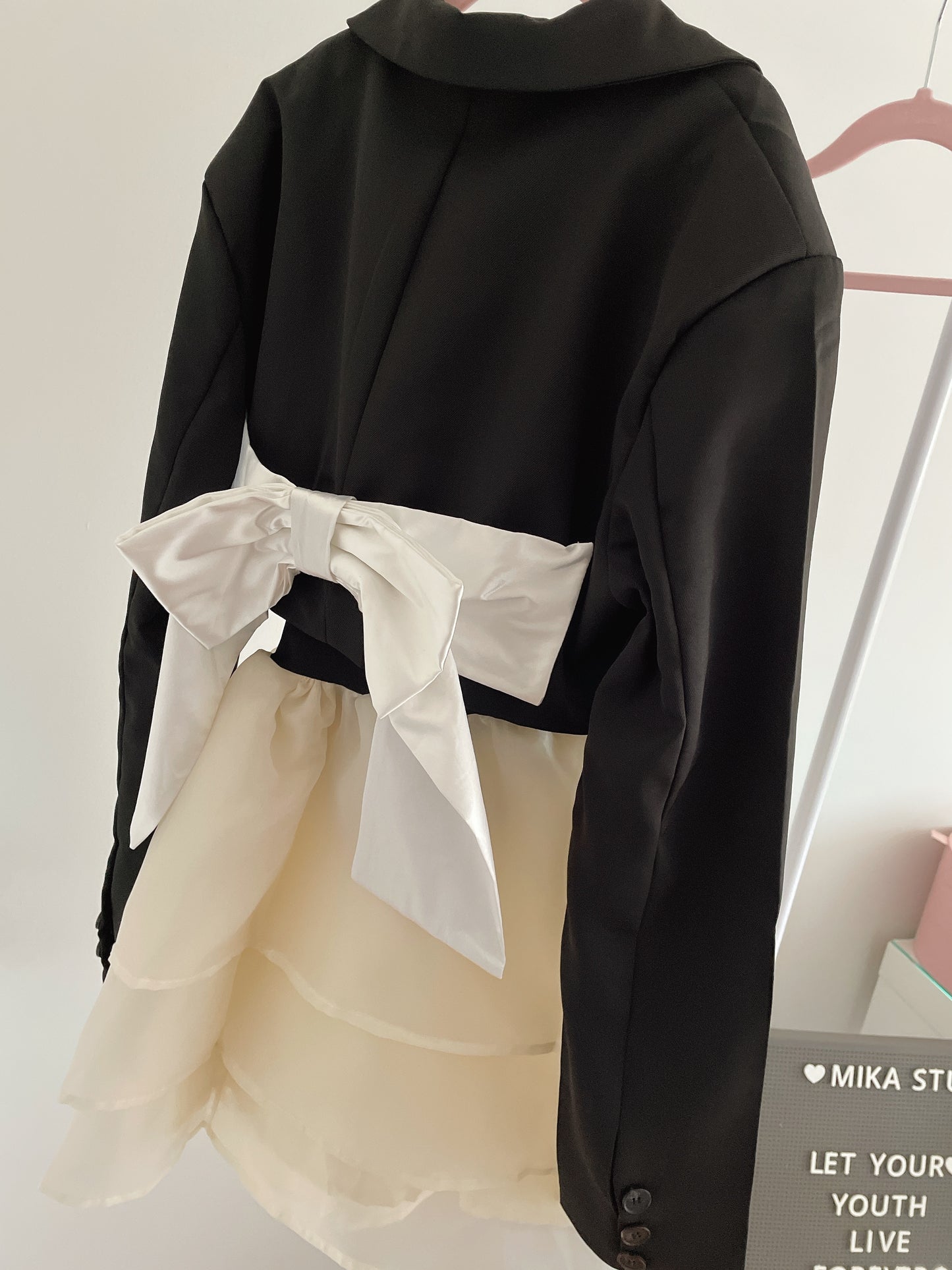 Layered Bubble Dress Cropped Blazer Set