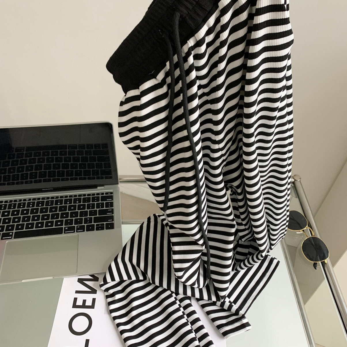 Knit Striped Wide Legs Pants