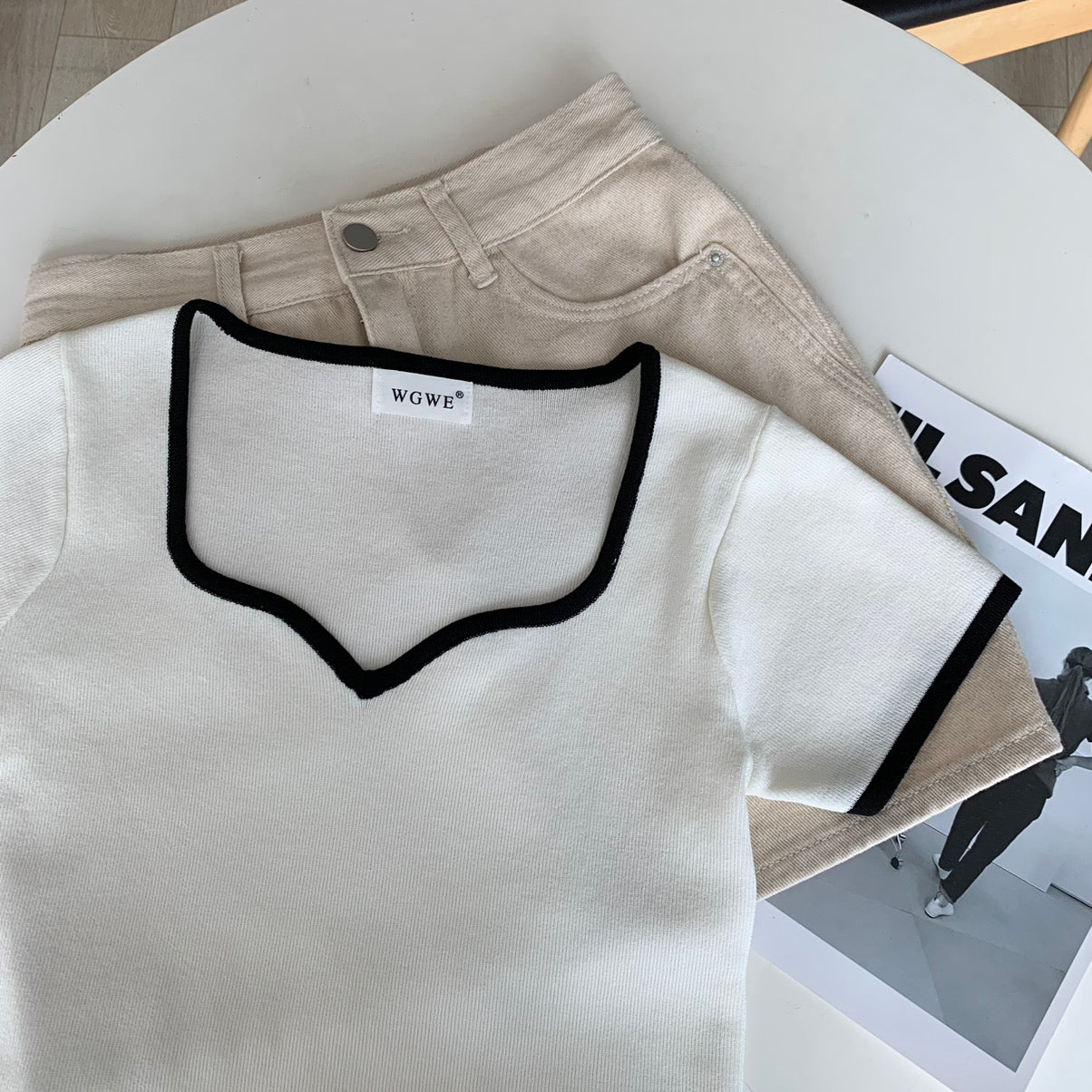 V-Neck Ribbed Top