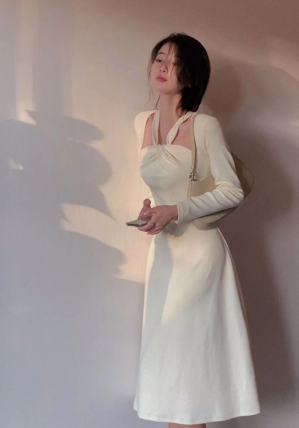 Halter-neck Knit A-line Dress